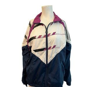 VENGO Women's Large Lined Windbreaker Jacket Coat Vintage 1990s Zebra